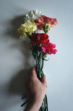Man holding flowers