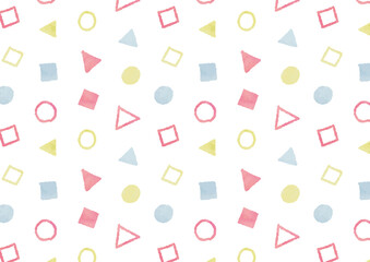 かわいい水彩模様_シームレス15