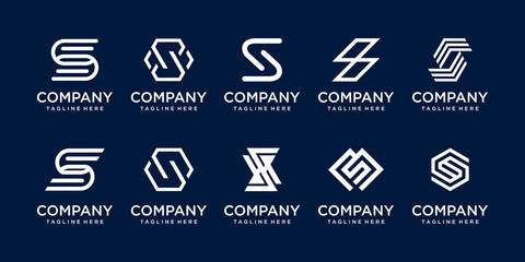 Set of collection initial letter S SS logo template. icons for business of fashion, sport, technology.