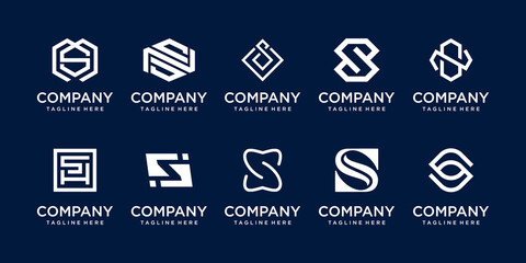 Set of collection initial letter S SS logo template. icons for business of fashion, sport, technology.