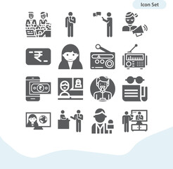 Simple set of correspondent related filled icons.