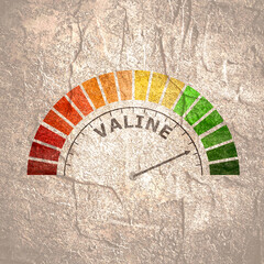 Gradient scale. Valine level measuring device icon. Sign tachometer, speedometer, indicators. Infographic gauge element.