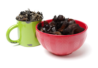 black fungus on white background 