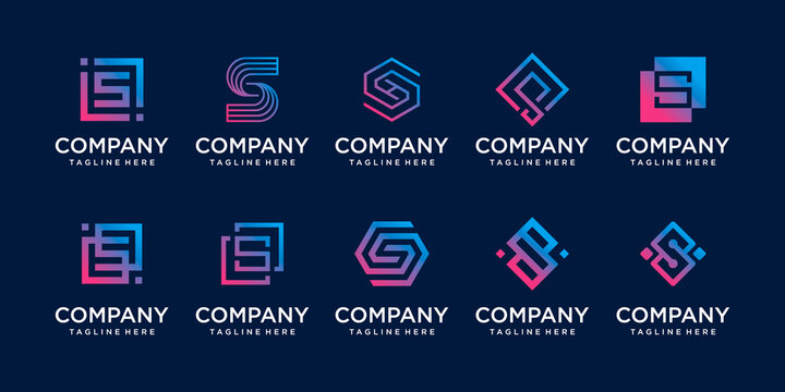 Set of collection initial letter S SS logo template. icons for business of fashion, sport, technology digital.
