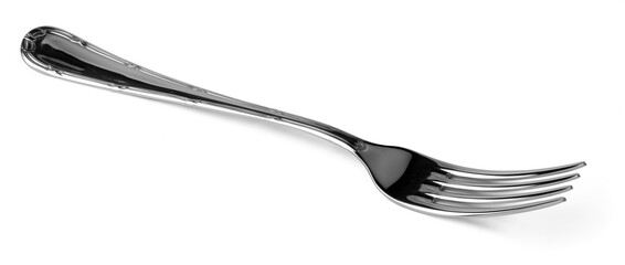 Silver dining fork isolated on white background