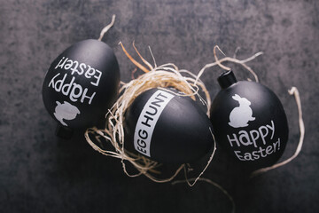 Easter eggs against a textured background