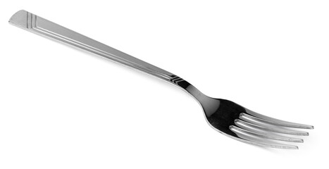 Silver dining fork isolated on white background