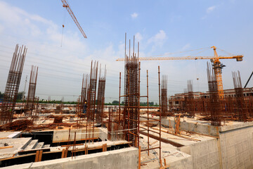 The unfinished industrial building is at a construction site in North China