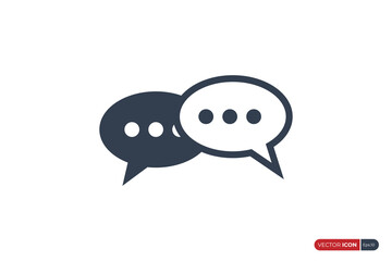 Simple Speech Bubble Chat Talk Icon isolated on White Background. Flat Vector Web Icon Design Template Element.