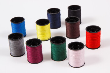 Colorful spools of thread. Accessories for needlework