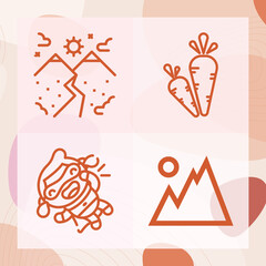 Simple set of countryside related lineal icons