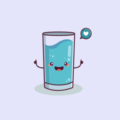 cute and happiness glass cartoon mascot character