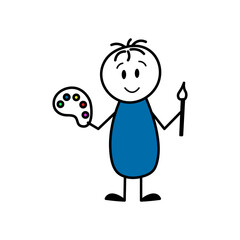 Stick figures. Artist . Vector illustration.	