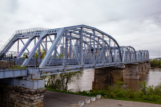 The Newport Southbank Bridge, known as the Purple People Bridge. Connects Newport, Kentucky to downtown Cincinnati, Ohio.