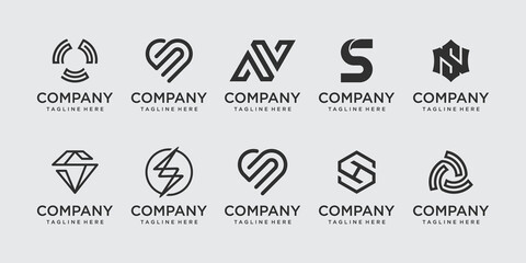 Set of collection initial letter S SS logo template. icons for business of fashion, sport, technology.