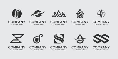 Set of collection initial letter S SS logo template. icons for business of fashion, sport, food and drink.