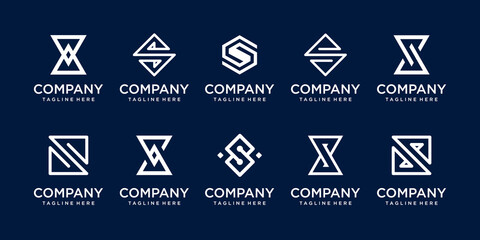 Set of collection initial letter S SS logo template. icons for business of fashion, sport, technology.
