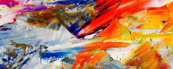 Bunter abstrakter Malereihintergrund. . Flüssige Tinte Farbtextur. Intensive Multicolor-Mischung aus lebendigen Ölfarben. Malen Sie Pinselstriche auf Leinwand für trendige Postertapeten © Valeriy