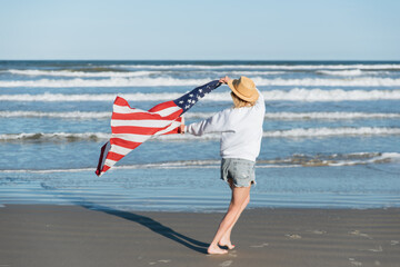 Woman With American Flag