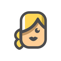 Girl women face Vector icon Cartoon illustration.