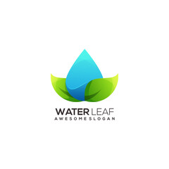 water leaf Logo Illustrator Colorful Vector Design Termplate