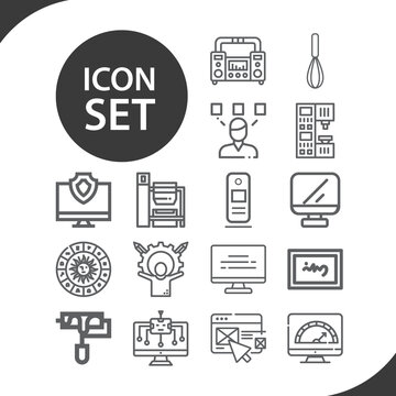 Simple set of engineer related lineal icons.