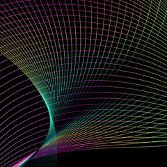 minimal design with thin bright stripes delineating the edges of the shapes and elements that make up the drawing. thin gradient stripes