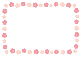 イラスト素材: ひなまつり　フレーム　背景イラスト　桃の花　梅　コピースペース