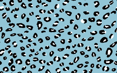 Abstract modern leopard seamless pattern. Animals trendy background. Blue and black decorative vector stock illustration for print, card, postcard, fabric, textile. Modern ornament of stylized skin