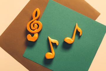 Music notes on color background