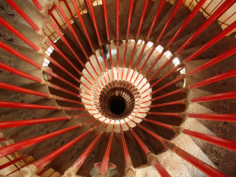 red spiral stairs