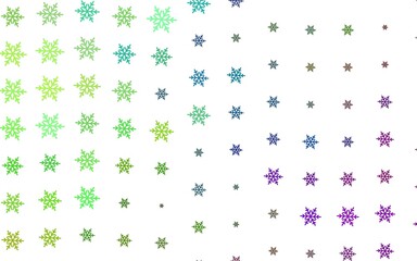 Light Multicolor vector template with ice snowflakes, stars.