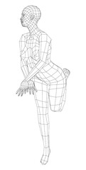 Wireframe girl posing in a sexy pose. Vector