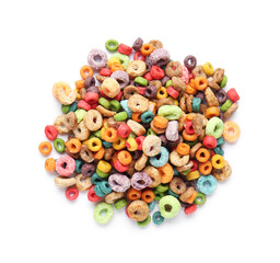 Fototapeta na wymiar Tasty breakfast cereals on white background