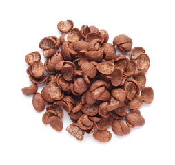Tasty breakfast cereals on white background