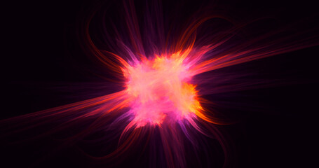 3D rendering abstract multicolor fractal light background