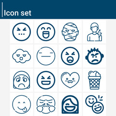 Simple set of disgust related lineal icons.