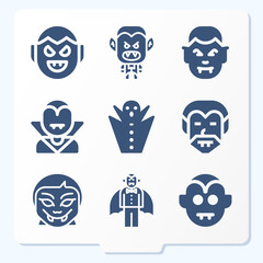 Simple set of 9 icons related to vampire