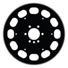 Flywheel. Machine parts. Vehicle parts. Silhouette vector