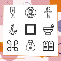 Simple set of 9 icons related to liturgy