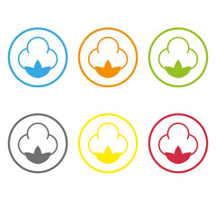Four variations of vector cotton symbol featuring two color versions and two black and white silhouette versions
