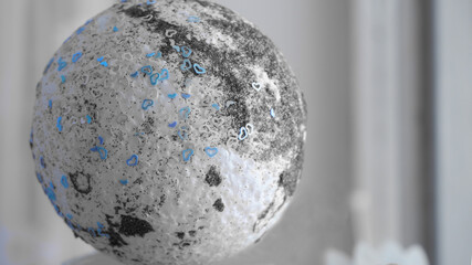 Hearts in love on the globe.Colored hearts on the surface of the ball