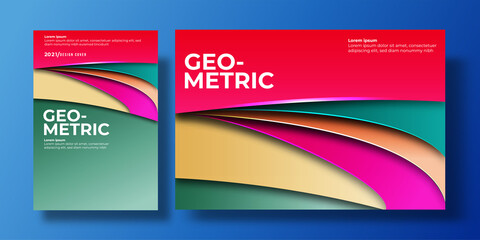 Obraz premium Abstract colorful background cover with gradient color and shadow. can be used for background, flyer, annual report, book cover, identity, placard. red, pink, orange, cream, green poster template