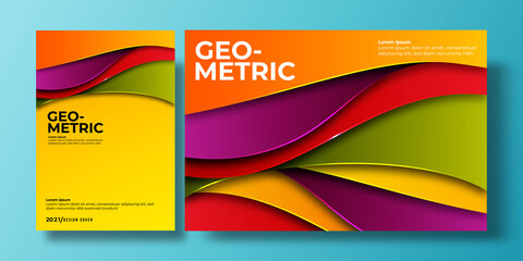 Abstract colorful background cover with gradient color and shadow. can be used for background, flyer, annual report, book cover, identity, placard. orange, purple, red, green, yellow poster template