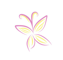 Obraz na płótnie Canvas Vector hand drawn outline butterfly clip art isolated on white background. Line art pink and yellow insect illustration for cards, invitations, greetings, stickers, logos, design and decoration.