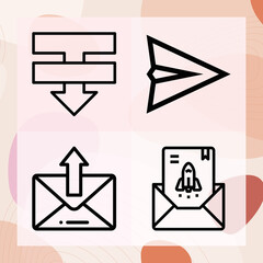 Simple set of dispatched related lineal icons