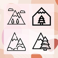 Simple set of highland related lineal icons