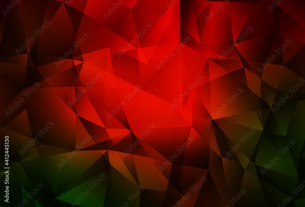 Wall mural dark green, red vector gradient triangles template.