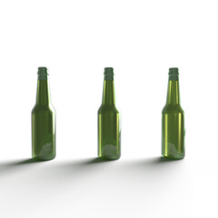 3D Beer bottles on a white background
