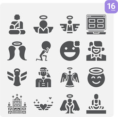 Simple set of buddha related filled icons.